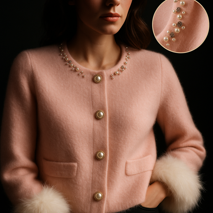 Aurelia™ | Pearl-Trim Cashmere Cardigan