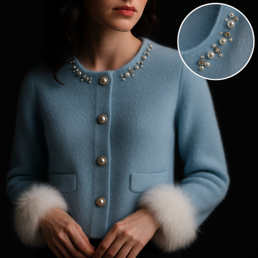 Aurelia™ | Pearl-Trim Cashmere Cardigan
