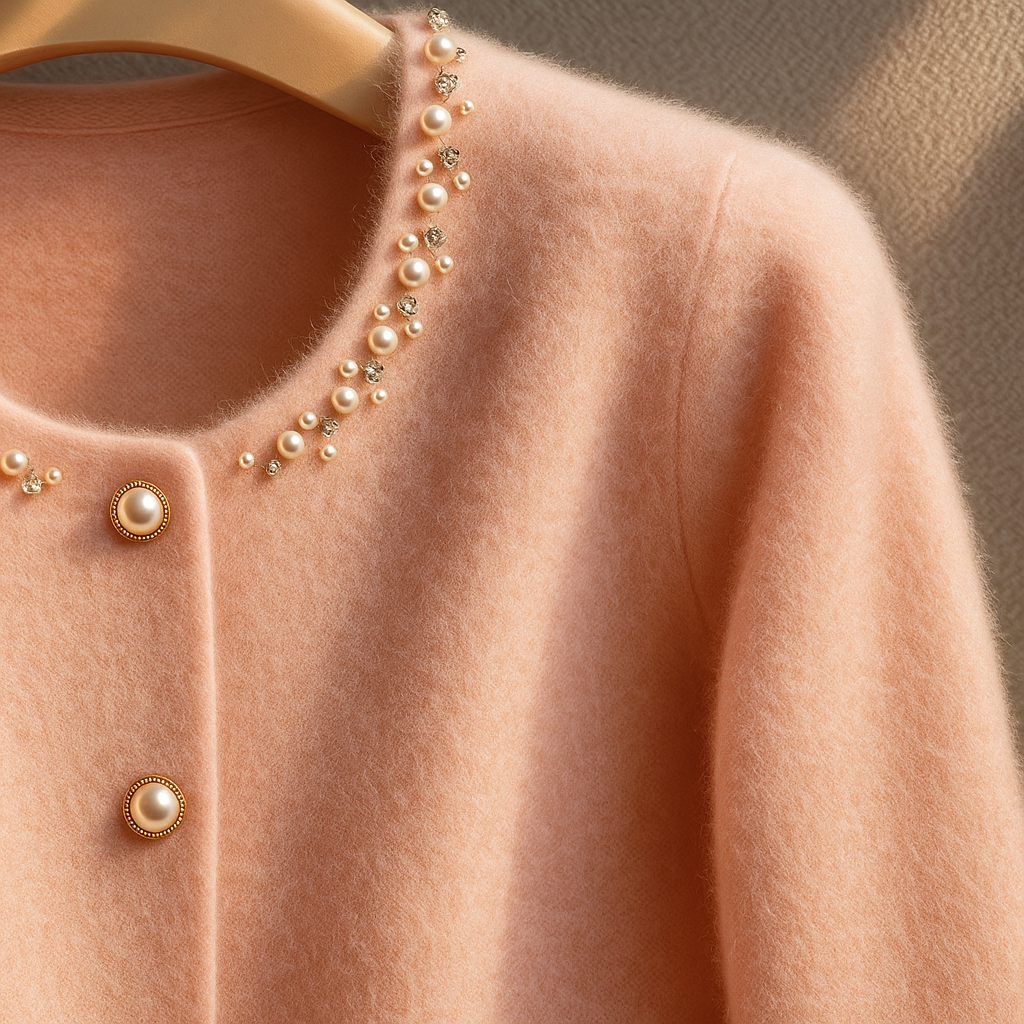 Aurelia™ | Pearl-Trim Cashmere Cardigan