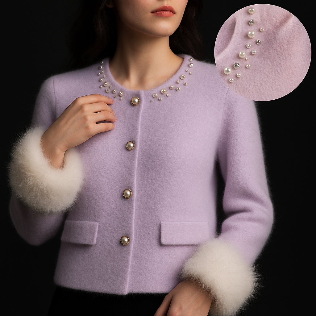 Aurelia™ | Pearl-Trim Cashmere Cardigan
