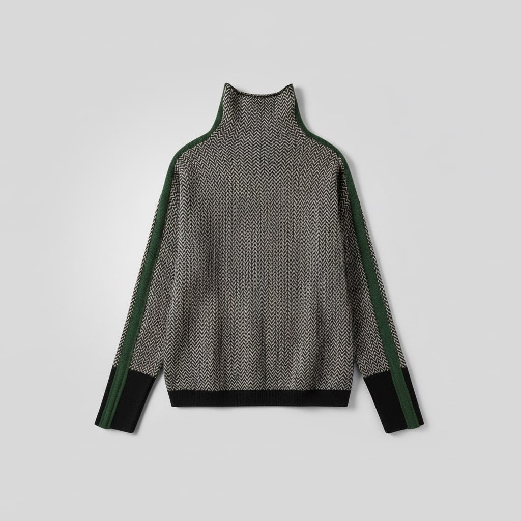 Elara | Turtleneck with Contrasting Stripes