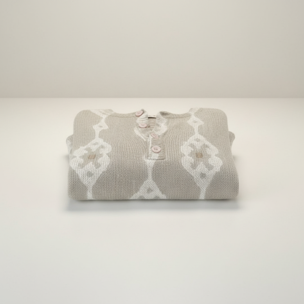 Keira™ – Vintage Abstract Buttoned Sweater