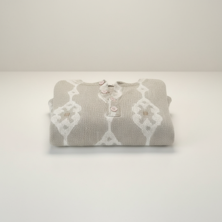 Keira™ – Vintage Abstract Buttoned Sweater